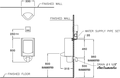 C313BI โถปัสสาวะชาย รุ่น NATASHA