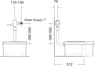 F65902-CHACT06N TOILET FLUSH VALVE BACK SPUD,6.0 LPF.C.P