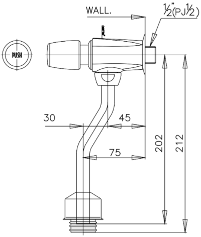 CT475SL(HM) ฟลัชวาล์วโถปัสสาวะชายชนิดกด (ระยะติดตั้ง 75 มม.)