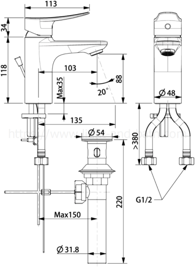 FFAS0901-1T2501BT0 ก๊อกผสมอ่างล้างหน้า รุ่น MILANO