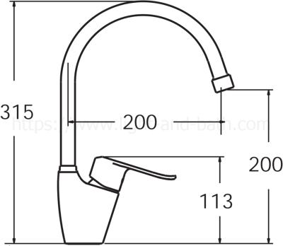 A-5624-10 ก๊อกน้ำเย็นอ่างล้างจาน แบบติดขอบอ่าง รุ่น NEO MODERN MONO
