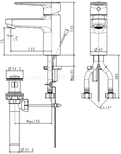 FFASB201-1T1501BT0 ก๊อกผสมอ่างล้างหน้า ไม่รวมสะดืออ่างและสต๊อปวาล์ว รุ่น CODIE