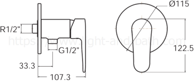 FFASB226-7T1500BT0 ก๊อกน้ำเย็นยืนอาบแบบติดผนัง รุ่น CODIE MONO