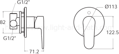 FFASB236-7T9500BT0 ก๊อกน้ำเย็นยืนอาบ แบบฝังผนัง รุ่น CODIE MONO