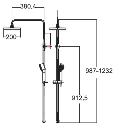A-6110-978-904 ชุดฝักบัวเรนชาวเวอร์ ไม่รวมก๊อกผสมยืนอาบ รุ่น MOONSHADOW D200