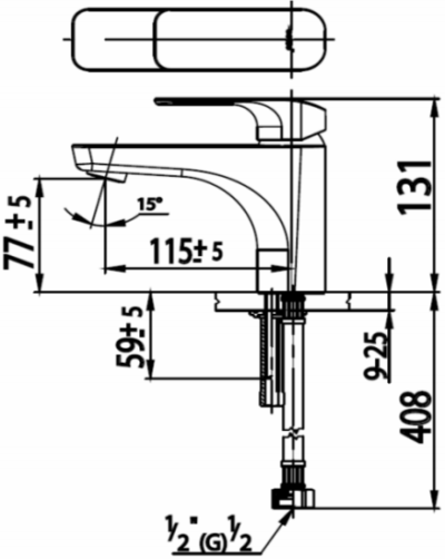 CT1132ALCX ก๊อกเดี่ยวอ่างล้างหน้าแบบก้านโยก (sizeM) รุ่น SCIROCCO