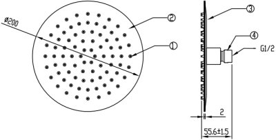 F40001-CHADY หัวฝักบัวเรนชาวเวอร์สแตนเลส แบบกลม ขนาด 8 นิ้ว (ไม่รวมก้านฝักบัว)