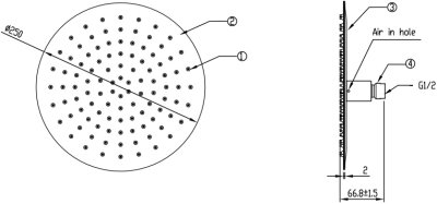 F40002-CHADY หัวฝักบัวเรนชาวเวอร์สแตนเลส แบบกลม ขนาด 10 นิ้ว มี Air-in (ไม่รวมก้านฝักบัว)