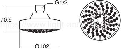 F40011-CHADYB หัวฝักบัวก้านแข็ง ขนาด 100 mm แบบ 5 ฟังก์ชั่น (ไม่รวมก้านฝักบัว)