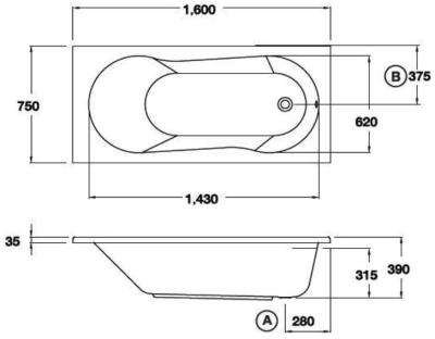 BH224D(H) อ่างอาบน้ำแบบมีมือจับ พร้อมสะดือสายโซ่ รุ่น MONE