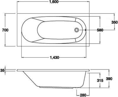 BH226PP(H) อ่างอาบน้ำแบบมีมือจับพร้อมสะดือป๊อปอัพ รุ่น SANTA