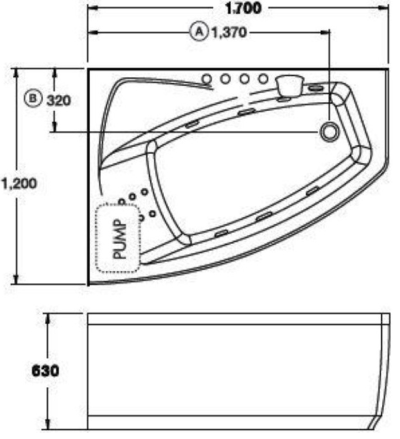 BT1710I อ่างอาบน้ำพร้อมสะดือป๊อปอัพ รุ่น TETRAGON