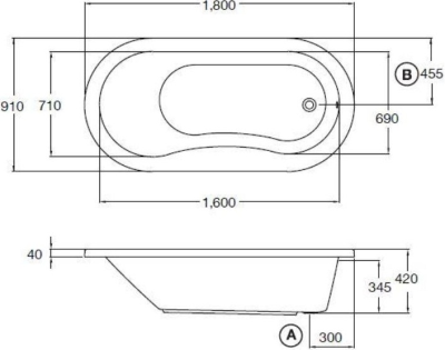 BT2020SPP(H) อ่างอาบน้ำพร้อมแผงอะครีลิคลอยตัวและสะดือป๊อปอัพ รุ่น MARINE