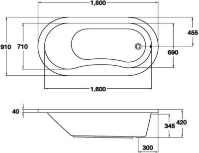 BT202PP(H) อ่างอาบน้ำพร้อมสะดือป๊อปอัพ รุ่น MARINE