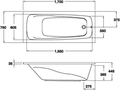 BT210PP(H) อ่างอาบน้ำพร้อมสะดือป๊อปอัพ รุ่น MILANO