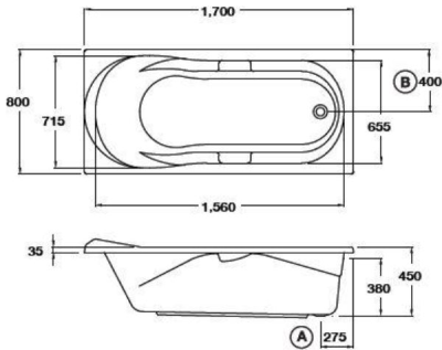 BT211PP(H) อ่างอาบน้ำพร้อมสะดือป๊อปอัพ รุ่น MACONI