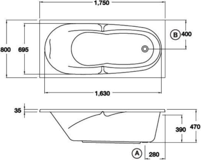 BT212PP(H) อ่างอาบน้ำ พร้อมสะดือป๊อปอัพ รุ่น VALENTINO