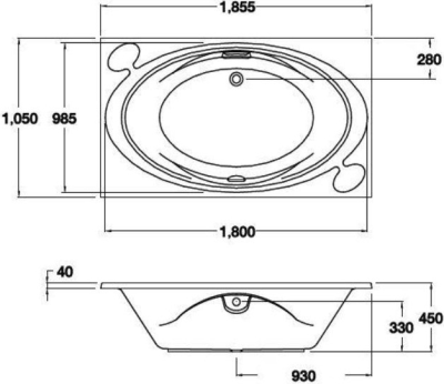 BT213PP(H) อ่างอาบน้ำพร้อมสะดือป๊อปอัพ รุ่น VALENCIA