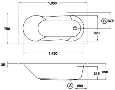 BT214D(H) อ่างอาบน้ำพร้อมสะดือสายโซ่ รุ่น MONE