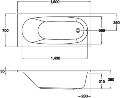 BT216D(H) อ่างอาบน้ำพร้อมสะดือสายโซ่ รุ่น SANTA