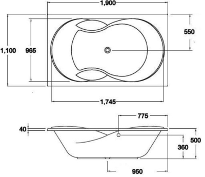 BT219EL(H) อ่างอาบน้ำพร้อมสะดือป๊อปอัพ รุ่น ROYAL ROSANNA