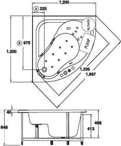 BT234PP(H) อ่างอาบน้ำพร้อมสะดือป๊อปอัพ รุ่น GENOVA