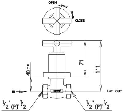 CT107C20 วาล์วเปิด-ปิดน้ำชนิดฝังผนัง รุ่น CROSS