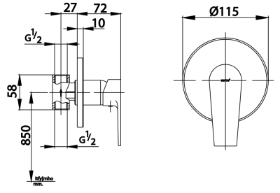 CT1162A วาล์วเปิด-ปิดน้ำแบบก้านโยก ชนิดฝังผนัง รุ่น LUKE