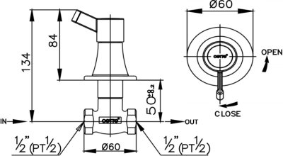 CT1093C33(HM) วาล์วเปิด-ปิดน้ำชนิดฝังผนังสำหรับฝักบัว รุ่น LECCE