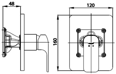 CT2151A วาล์วผสมเปิด-ปิดน้ำแบบก้านโยกชนิดฝังผนัง(ใช้กับ COTTO PROs) รุ่น SCIROCCO