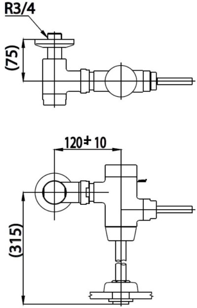 CT457XDUF ฟลัชวาล์วโถปัสสาวะชายมีล็อคในตัว