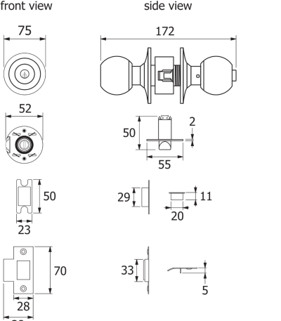 HG445-ENTAC ลูกบิดประตูสำหรับห้องทั่วไป