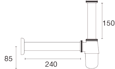FAVHL-AD240S ท่อน้ำทิ้ง bottle trap สแตนเลส 201 ยาว 240 มม.