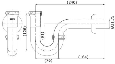 TS303A(HM) ท่อน้ำทิ้งสำหรับอ่างล้างหน้า ความยาว (240 มม.)
