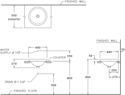 C00397 อ่างล้างหน้า แบบฝังบนเคาน์เตอร์ รุ่น REMINISCENCES
