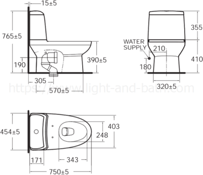 TF-2327SC-WT-0 (CL23275-6DACTCB) สุขภัณฑ์ แบบสองชิ้น 3/4.2 ลิตร รุ่น MILANO