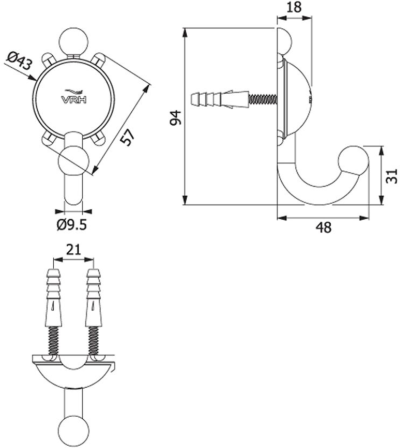 FBVHT-T102AS ขอแขวนผ้า รุ่น TURTLE.J