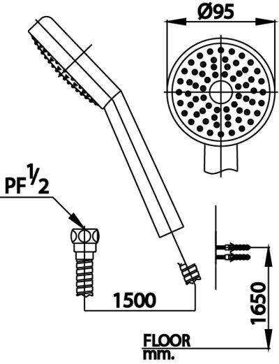Z84(HM) ฝักบัวพร้อมสาย 5 ฟังก์ชั่น