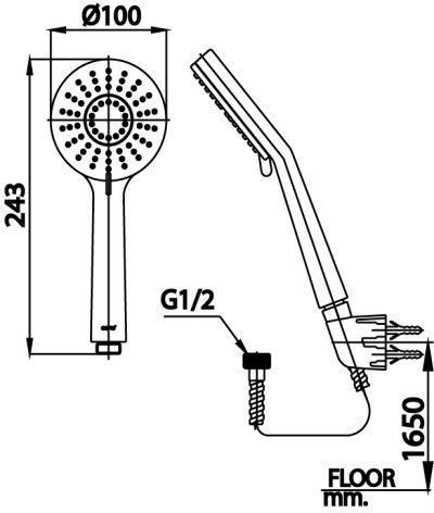 Z90(HM) ฝักบัวพร้อมสาย 3 ฟังก์ชั่น
