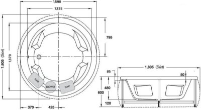 BTW301PP(H) อ่างระบบน้ำวน พร้อมสะดือป๊อปอัพ รุ่น ATTINA