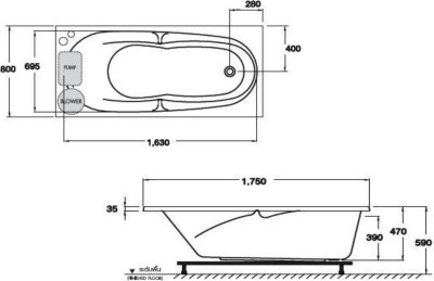 BTW312PP(H) อ่างระบบน้ำวน พร้อมสะดือป๊อปอัพ รุ่น VALENTINO