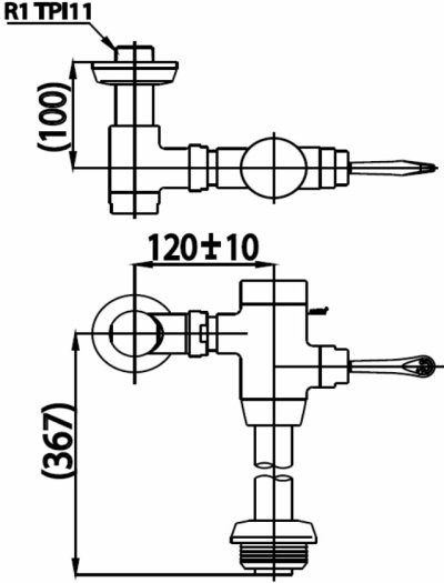 CT457XNS ฟลัชวาล์วโถสุขภัณฑ์มีล็อคในตัวชนิด TOP INLET 2/6 ลิตร