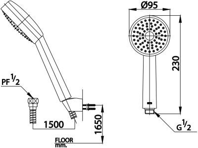 Z71(HM) ฝักบัวพร้อมสาย 1 ฟังก์ชั่น