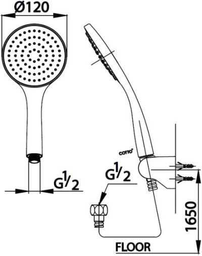 ZH011(HM) ฝักบัวพร้อมสาย 1 ฟังก์ชั่น