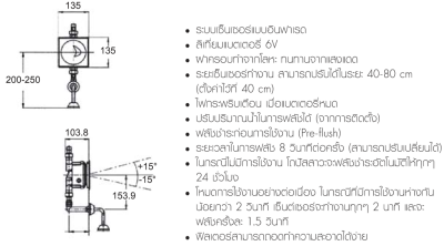 A-8004-000-50 ฟลัชวาล์ว แบบฝังผนัง สำหรับ โถปัสสาวะชาย รุ่น CONCEALED DC
