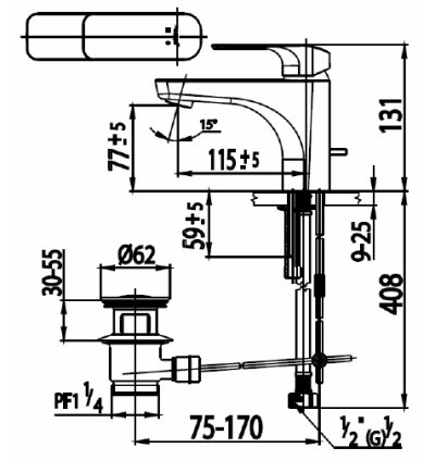 CT2142A ก๊อกผสมอ่างล้างหน้าแบบก้านโยก รุ่น SCIROCCO