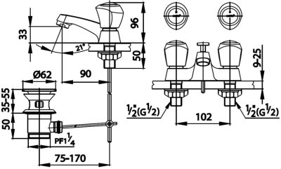 CT270C11 ก๊อกผสมอ่างล้างหน้าเซ็นเตอร์ 4 นิ้ว รุ่น NEW CENTURY
