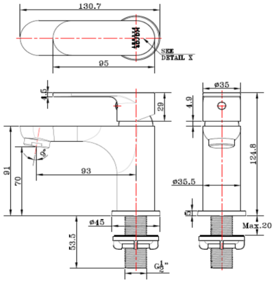 KF-58-610-55 ก๊อกอ่างล้างหน้า (น้ำเย็น) แบบติดเคาน์เตอร์ รุ่น ALPINA