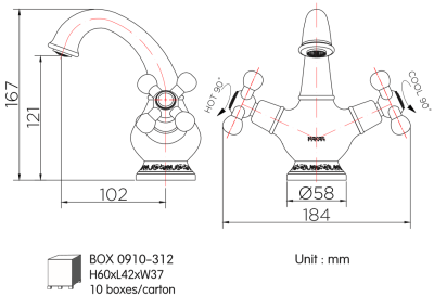 KF-73-620-53 ก๊อกผสมอ่างล้างหน้า สีโรสโกลด์ (ไม่มีป๊อปอัพ)