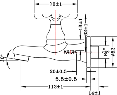 KF-10-401-50 ก๊อกเดี่ยวติดผนัง